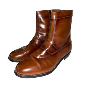 Stafford Men’s Leather Chelsea Boots Ankle Zip Sz 9D VTG Brown Chestnut Black